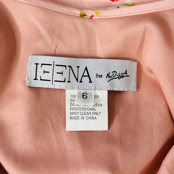 Ieena for MacDuggal Dress Womens 6 Mini Floral Dainty Satin Slip Summer Resort - Picture 3 of 12